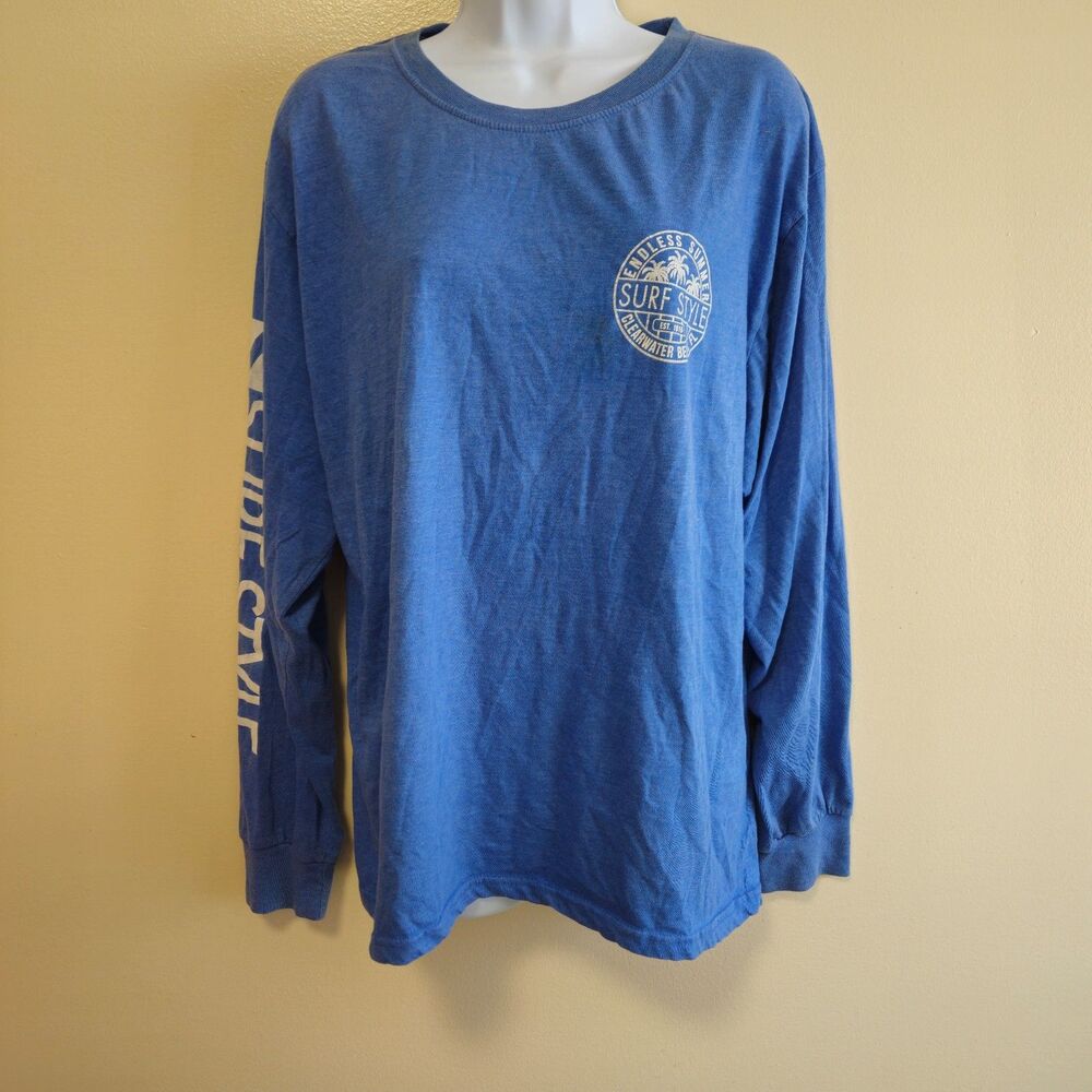 Surf Style Long Sleeve Top Blue Clearwater Beach FL Endless Summer Unisex Large